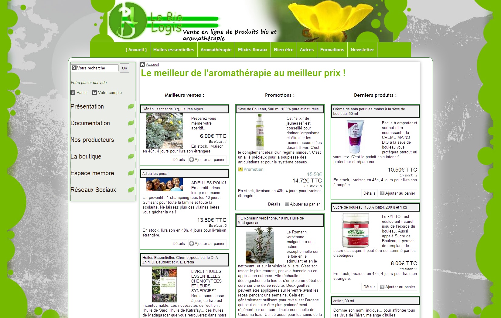 Site d'e-commerce et vitrine de la boutique Le Bio Logis par Dahu-Concept