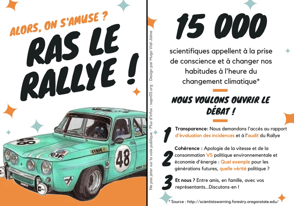 Flyer pour manifester contre l'évenement du Rallye Monte-Carlo